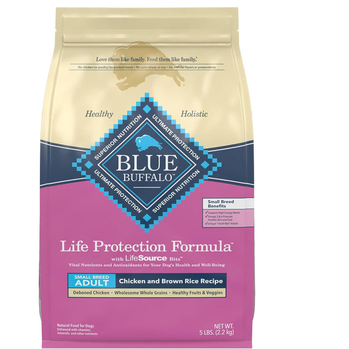 Blue Buffalo Life Protection Formula Natural Adult Small Breed Dry Dog Food, Chicken and Brown Rice 5-lb Trial Size Bag